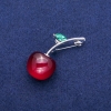 Brožka «Třešinka» s krystalem 49×22 mm, stříbrný kov