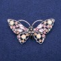 Brož motýl s krystaly, stříbrný kov 35×68 mm