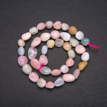 Намистини з натурального каменю Морганіт галтівка, діаметр 9х12 (+ -) мм, довжина 38см