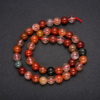 Korálky z přírodního kamene rutilitový křemen mix hladkých kuliček, průměr 8 mm (±), délka 38 cm
