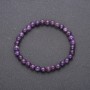 Náramek z přírodního ametistu na elastické gumičce, hladká korálka, průměr 6(±) mm, obvod 18 cm