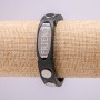 Náramek z kovových vložek, délka 21 cm, tloušťka 15 mm, kaučuk, černé barvy, s zapínáním
