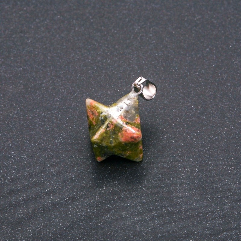 Přívěšek Merkaba z jaspisu a heliotropu 10×10 mm