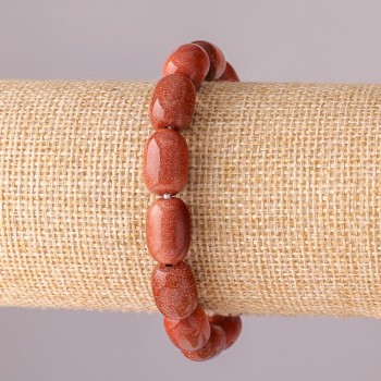 Náramek z přírodního kamene aventurín «Zlatý písek» barilové korálky na gumičce 10×14 mm obvod 18 cm