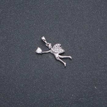 Přívěsek Xuping rhodiovaný s bílým kamenem a krystaly 27 × 22 × 17 mm +