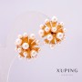 Náušnice Xuping s perlami Mallorca, pozlacení 18K, 19×20 mm +