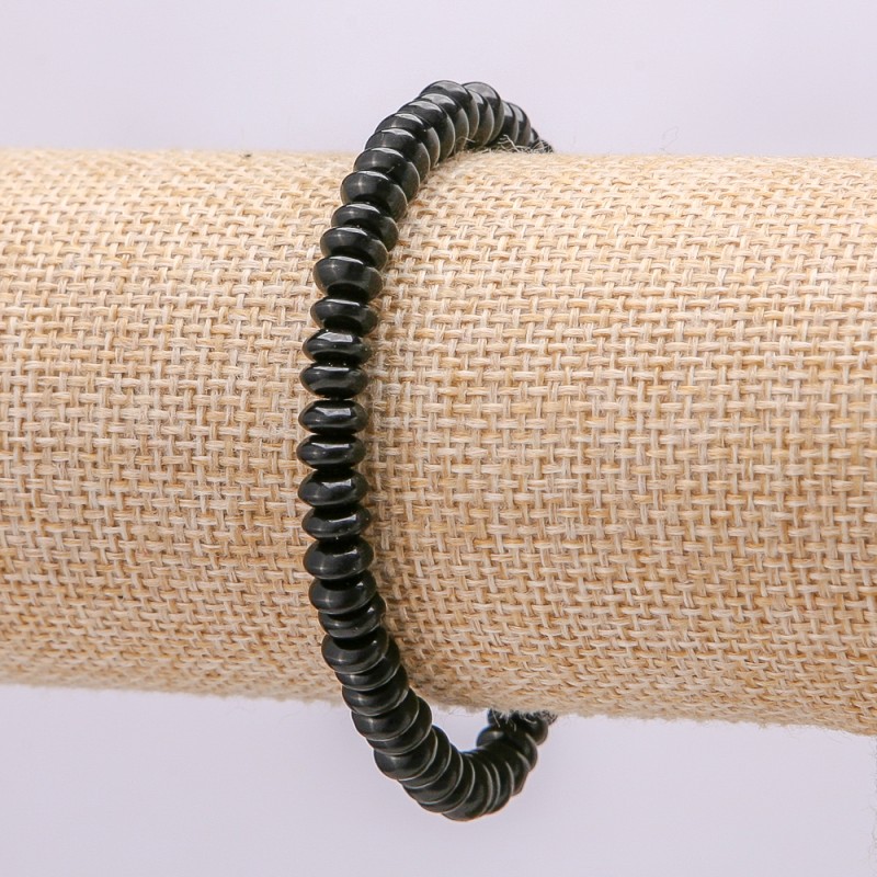 Náramek z přírodního achátu – diskové korálky 6×3 mm, obvod 18 cm +
