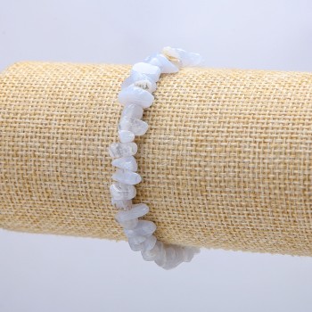 Náramek z přírodního achátu, drobné korálky 6 mm ±, obvod 18 cm