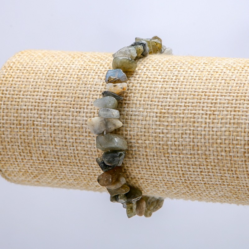 Náramek z přírodního kamene labradorit, drobné částečky 6 mm, délka 18 cm