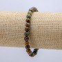 Náramek na gumičce z přírodního kamene, zelený jaspis, hladká kulička, průměr 6 mm, obvod 18 cm