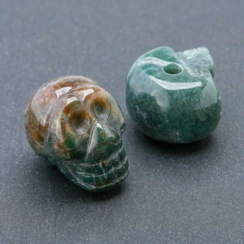 Korálek s lebkou ze zeleného jaspisu 25×19 mm +