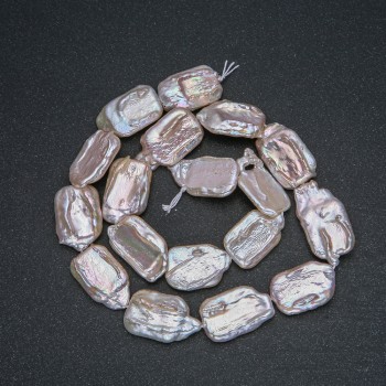 Nitka přírodních barokních perel, průměr 22×14 mm, délka 40 cm ± s benzínovým odleskem