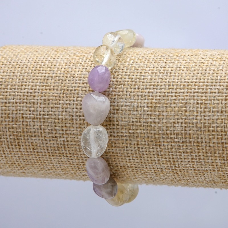 Náramek na gumičce – Mix galetových kamínků, korálky 12×8 mm, obvod 18 cm +