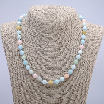 Náhrdelník z přírodního morganitu – hladká kulička, průměr 8 mm, délka 45 cm +
