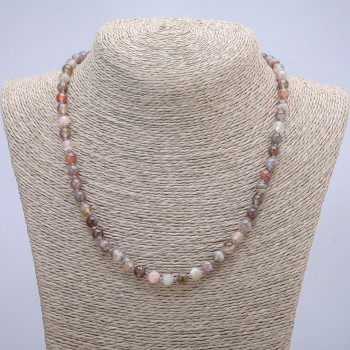 Náhrdelník z botswanského achátu, hladké kuličky, průměr 6 mm, délka 45 cm +