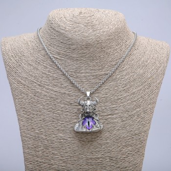 Кулон "Демон з оком дракона" 45х30мм на ланцюжку, довжина 70см + - сріблястий метал