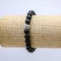 Náramek na gumičce ze šungitu (umělý), průměr 8 mm ± leopardí vzor, délka 18 cm