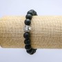 Náramek na gumičce ze šungitu (umělý), průměr 10 mm ± Leopardí vzor, délka 18 cm ±