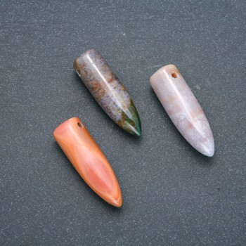 Přívěšek – kyvadlová koule z kamene jaspis, mix barev, 13×40 mm (+-) bez očka