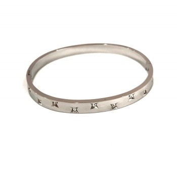 Браслет Xuping Родій з білими стразами, товщина 6мм + -, діаметр 64х53см +