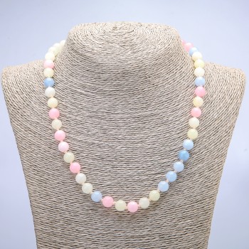 Náhrdelník z přírodního kamene morganit, průměr 8 mm, délka 45 cm+