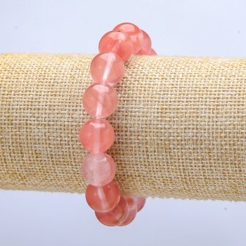 Náramek na elastické šňůře z umělého chalcedonu, hladké korálky, průměr cca 12 mm, délka 18 cm+