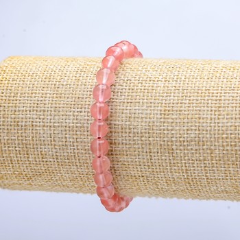 Náramek na gumičce z umělého chalcedonu, hladké kuličky, průměr 6(±) mm, délka 18 cm+