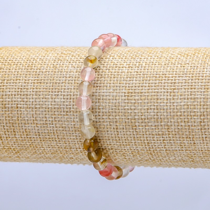 Náramek na pružné gumičce z přírodního chalcedonu, mix kuliček, průměr cca 6 mm, délka 18 cm+