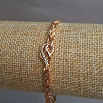 Браслет Xuping Позолота 18К з білими стразами, довжина 17-19см, товщина 4, 6мм +