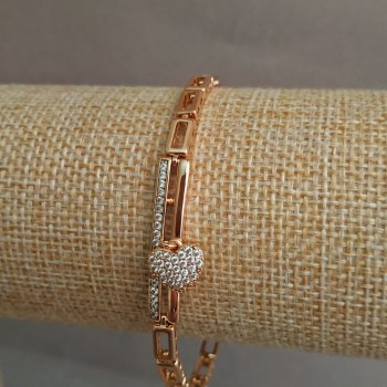 Náramek Xuping s 18K pozlacením a bílými krystaly, délka 17–19 cm, tloušťka 4 mm +