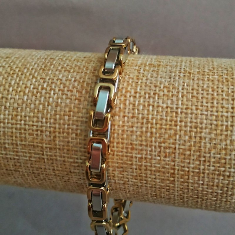 Náramek Xuping Pozlacení 18K a Rhodium, délka 20 cm, tloušťka 6,6 mm +
