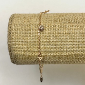 Náramek Xuping s pozlacením 18K se bílými štrasovými kamínky, délka 18–20 cm, tloušťka 2 mm +