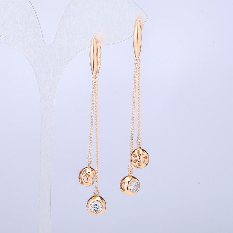 Náušnice Xuping pozlacené 18K se světlými krystaly, délka 70 mm +