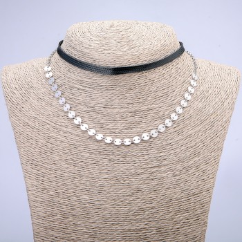 Чокер Xuping Родій і шнур, товщина 5, 5мм + -, довжина 31-39см +