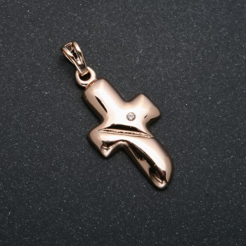 Přívěšek Xuping pozlacený 18K, kříž se bílou zirkonií, rozměry 35×14 mm +