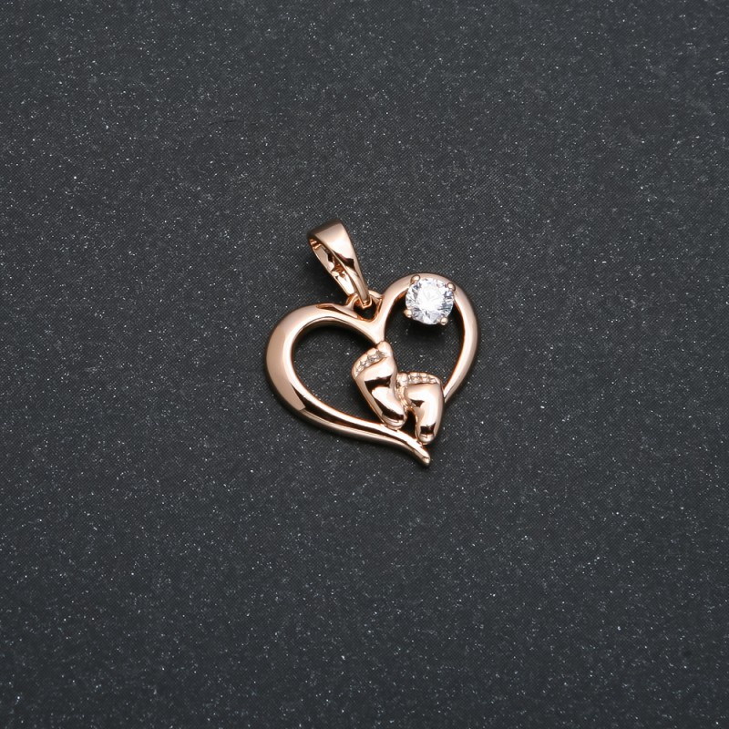 Přívěsek Xuping – pozlacený 18K – Srdce se nožkami, průměr 21×17 mm +
