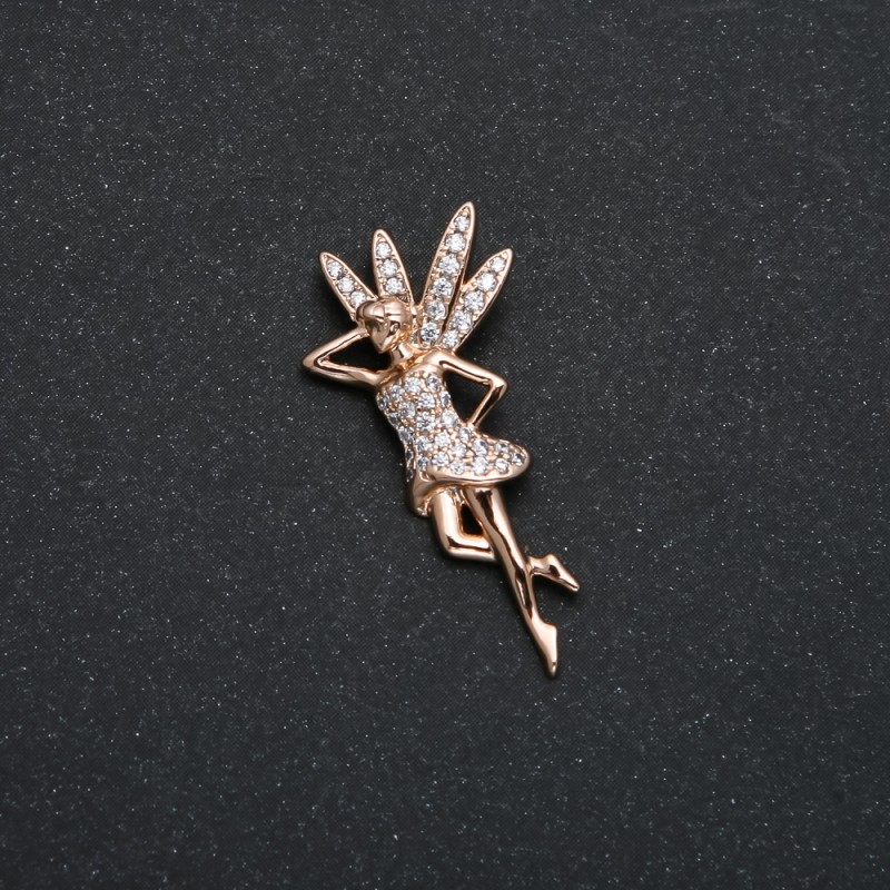 Přívěšek Xuping «Víla» pozlacený 18K se bílými krystaly, průměr 30×14 mm +