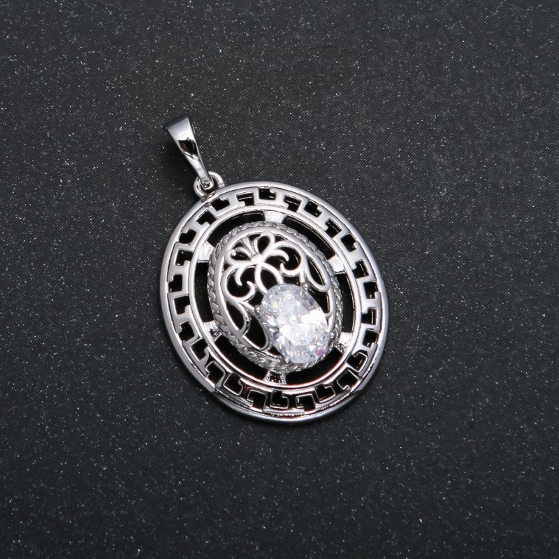 Přívěsek Xuping rhodiovaný s bílým krystalem, průměr 29x19 mm +