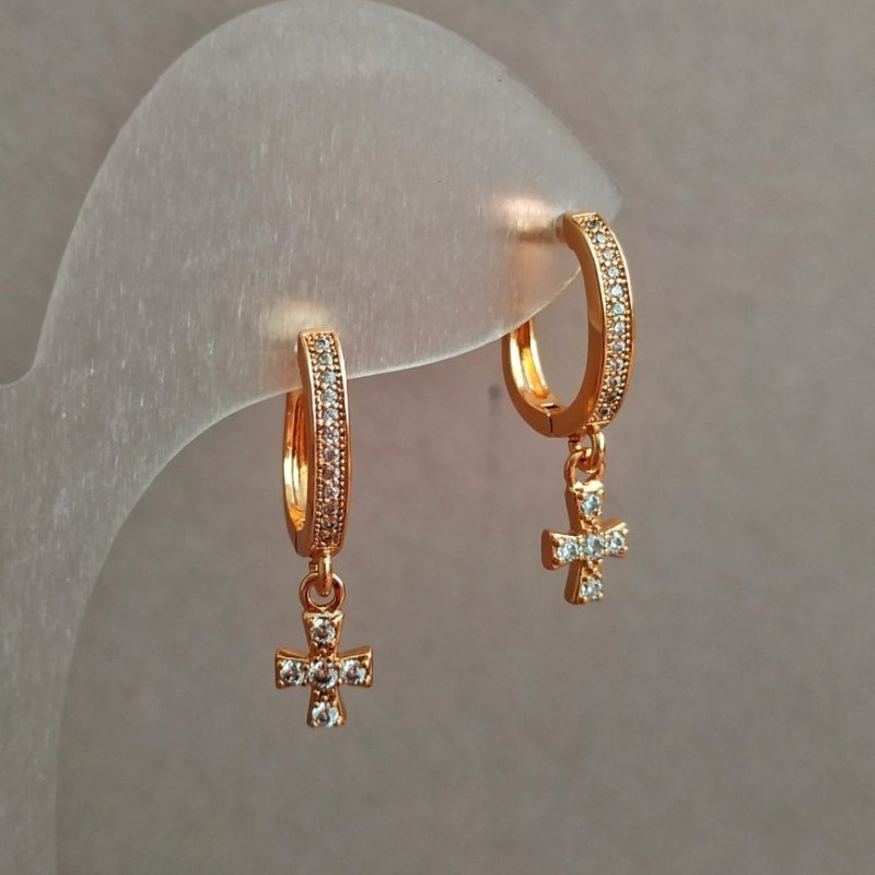 Náušnice Xuping – pozlacené 18K se bílými kameny, délka 24 mm +