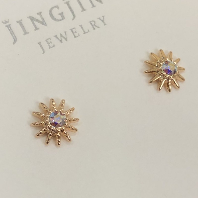 Náušnice pecky Xuping s pozlacením 18K a bílým benzínovým krystalem, průměr 6,5 mm +