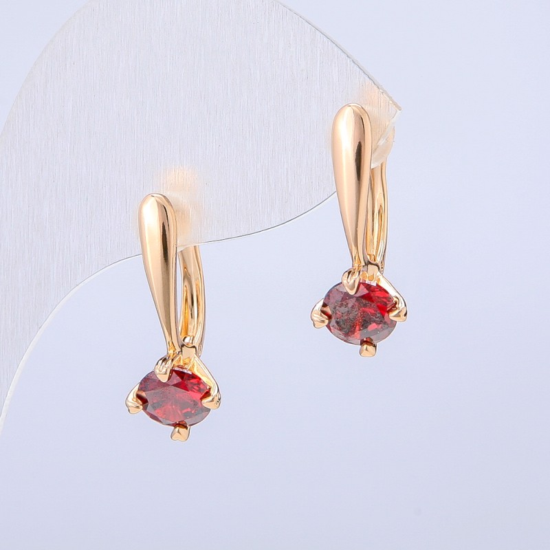 Náušnice Xuping pozlacení 18K s červeným krystalem, průměr 22×8 mm +