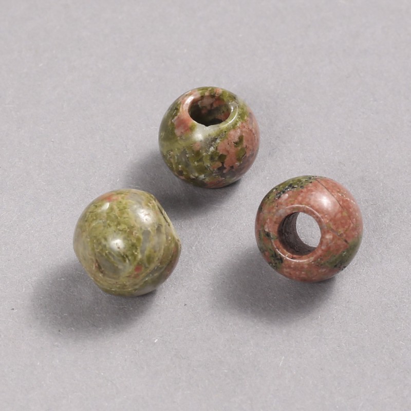 Korálek Pandora z unakitu, přírodní kámen, 12×10 mm, díra Ø 5 mm, +