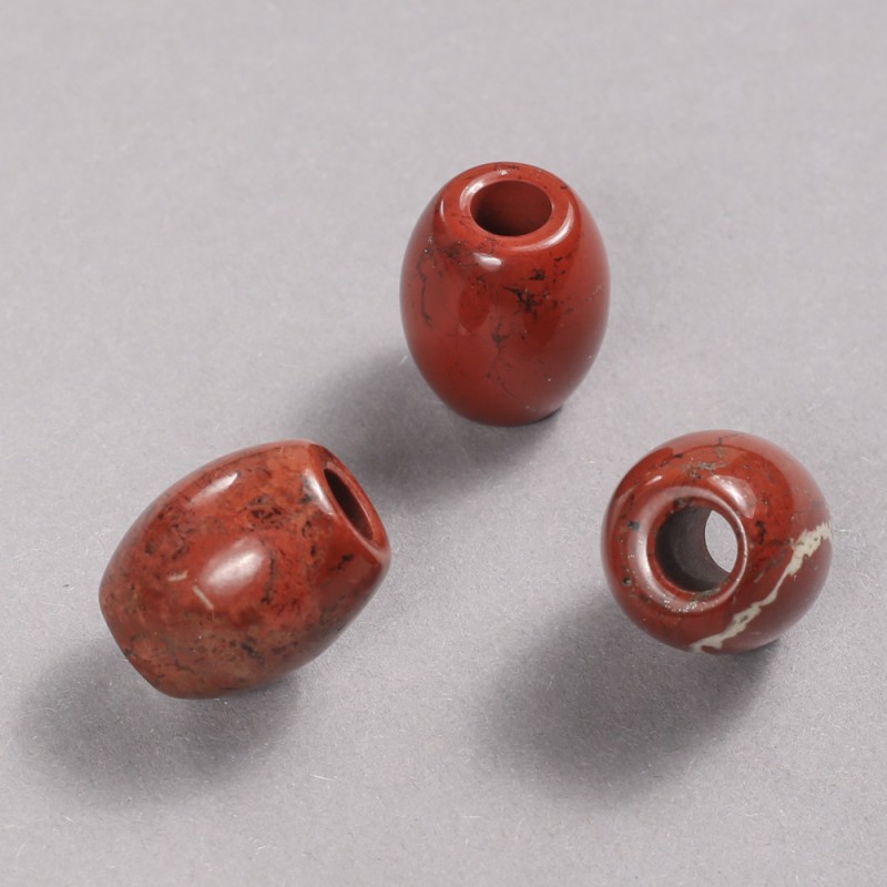 Korálek Pandora z červeného jaspisu, 16,5 × 15,5 mm, díra 5,5 mm +/-