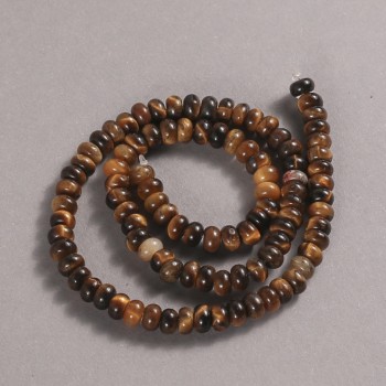 Korálky na šňůrce z přírodního kamene tygří oko, hladký rondel, průměr 6×4 mm + -, délka 39 cm +
