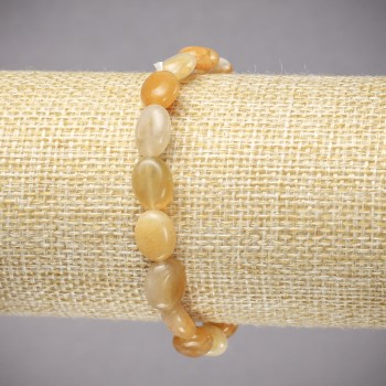 Náramek z elastické šňůry žlutého achátu, hladké oválné korálky, průměr 10×8 mm, délka 18 cm