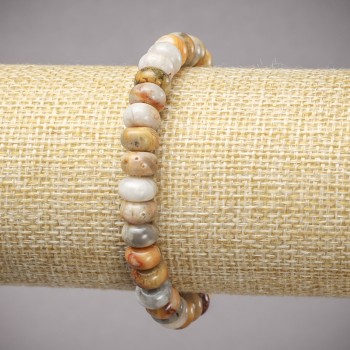 Náramek na gumičce z marockého achátu – hladké rondely, průměr 8×5 mm, délka 18 cm