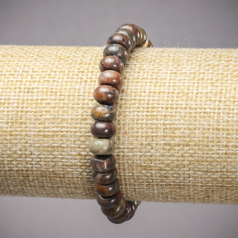 Náramek z jaspisu Mukait na gumičce, průměr 6×4 mm, délka 18 cm ±