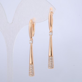 Náušnice Xuping s pozlacením 18K a bílými kamínky, délka 50 mm+