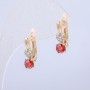 Náušnice Xuping pozlacené 18K s bílými štrasovými kamínky a červenými krystaly, průměr 16×5 mm +