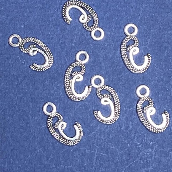 Příslušenství: závěs iniciál 'S' v barvě kovu 'stříbro' 17×10 mm, balení 20 g ± 30 ks